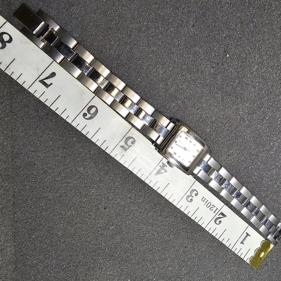 TFX By Bulova Ladies Quartz Watch Silver Tone Rectangle Date Just Dial Working s - Picture 2 of 10